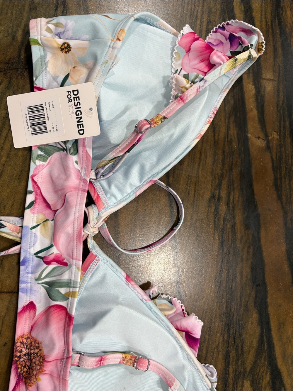 Cupshe Light Blue Floral Ruffle Tie-Front Bikini - Picture 8 of 10